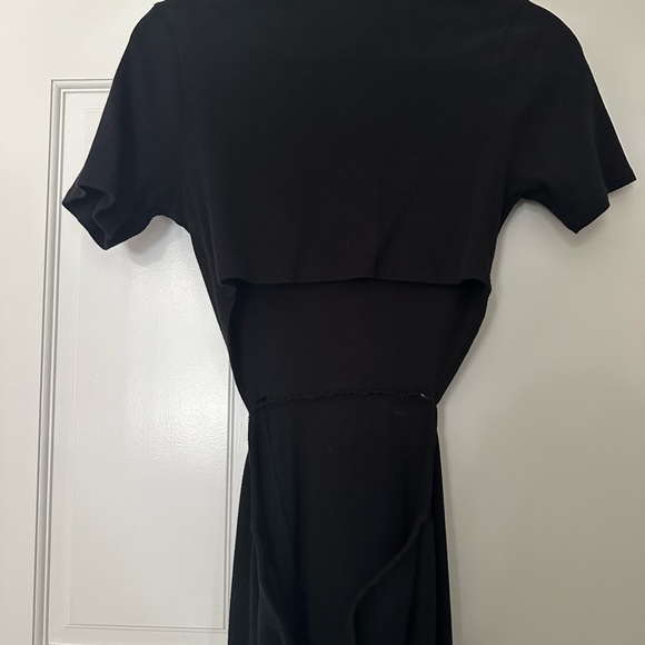 ANTHROPOLOGIE Bordeaux Cutout A-Line Midi Dress Petite Large Black - Picture 2 of 6